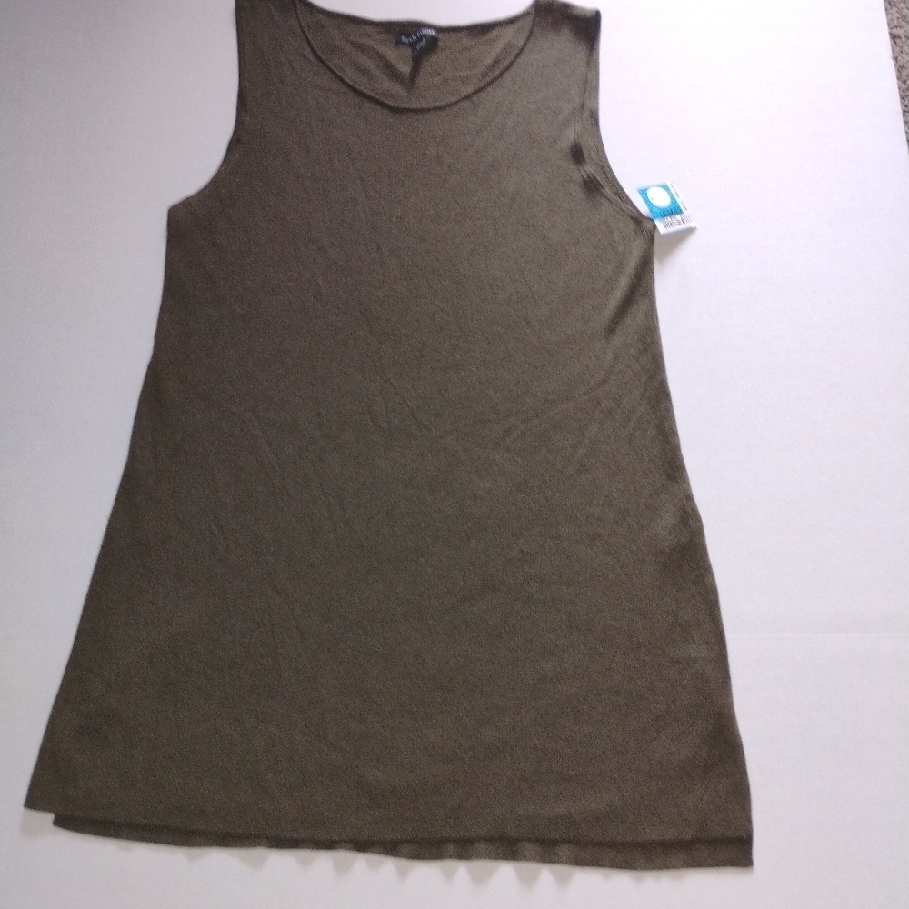 NEW Eileen Fisher Short Dress Size Medium Olive Green Merino Wool+Lyo.